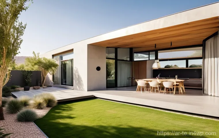 아키텍처 설계의 경제적 효과 분석 - **Prompt 1: Modern Sustainable Home in a Lush Oasis**
    "A serene, modern villa in an arid, sunny ...