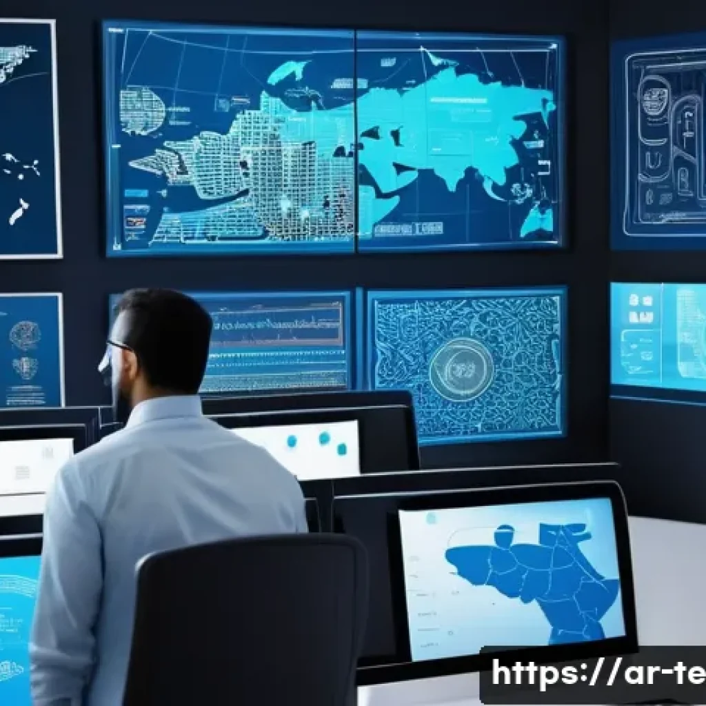 적대적 공격에 대한 아키텍처 설계 전략 - A high-tech cybersecurity control room scene set in a modern Middle Eastern office environment, with...