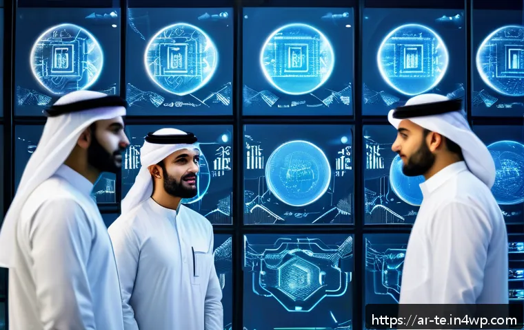 신경망 아키텍처 최적화를 위한 계산 자원 배분 - A highly detailed, futuristic data center scene showing a diverse team of Arab engineers monitoring ...