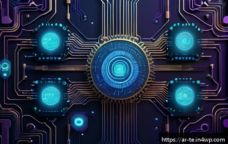 신경망 아키텍처의 데이터 보안 전략 - A sophisticated digital art scene depicting a multi-layered encryption process within an artificial ...